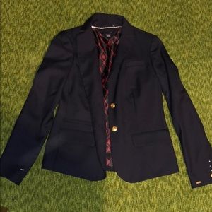Navy blazer with gold buttons